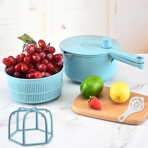 Wheat Straw Durable Manual Lettuce Rice Washer Kitchen Accessory Manual Lettuce Washer Dust Proof for Family