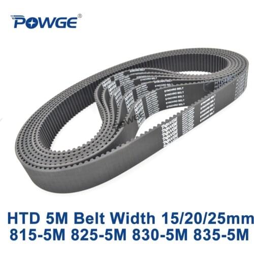 POWGE HTD 5M Timing belt C=815/825/830/835 width 15/20/25mm Teeth 163 165 166 167 HTD5M synchronous Belt 815-5M 830-5M 835-5M