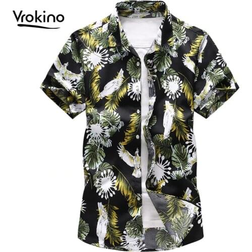 2019 Summer New Style 5XL 6XL 7XL Mens Casual Hawaiian Flower Shirt Stylish High Quality Printed Short Sleeve Shirt Large Size