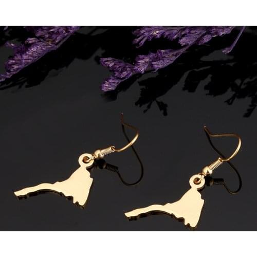 Stainless Steel Small Size Eritrea Map Earrings For Woman Girls Gold Color Map of Eritrea Jewelry