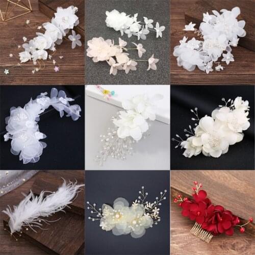 Bridal White Pink Flower Hairpin Women Hair Clips Wedding Party Bridesmaid Headdress Headwear Party Festival Hair Accessories