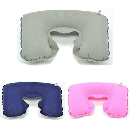 U Shaped Inflatable Pillow Cushion Portable Travel Pillow Car Head Neck Plane Nap Rest Neck Back Flocking Pillow