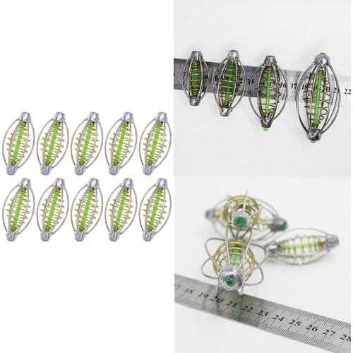 10Pcs Spring Fishing Feeder Carp Fishing Feeder Fishing Feeder Bait Cage Holder Tackle Accessory with Pendant Bead