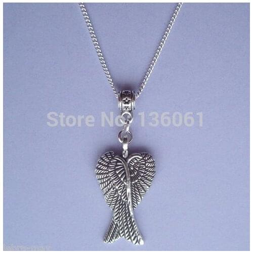 Vintage Silvers Angel Wings Handcuffs Bird Tree Clover Buddhist Scooter Musical Note Choker Necklace Pendants Women Jewelry Z230