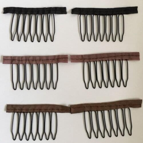 20/40 pcs 7 teeth black wig comb clips for full lace wig cap wig accessories cloth wig clips black dark brown medium brown