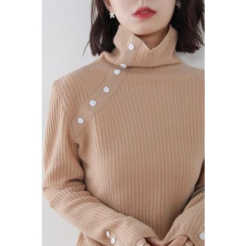 Women Knitwears 100% Australian Wool Knitted Pullovers Hot Sale Turtleneck 5Colors Long Sleeve Sweaters Female Tops