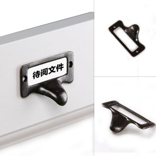 10pcs free shipping rustico vintage furniture knobs bronze / antique brass drawer cabinet name card holder with screws