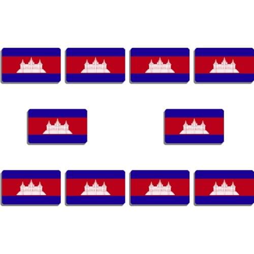 10Pcs Cambodian National Flag Brooch Acrylic Cambodia Lapel Pin For Women And Men Patriotic Backpacks Clothes Decor Party Badge