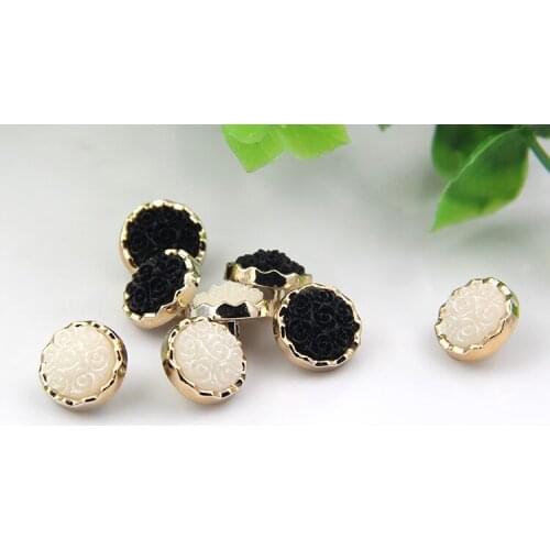 10pcs/lot Resin button sweater button rose gold rim flower blouse button cardigan button 11mm
