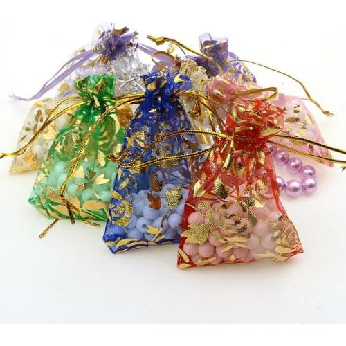 100pc/lot 13x18cm Mixed Color Christmas /Wedding Drawable Organza Gift Packaging Bags & Pouches Bolsas Regalo Saco De Tule