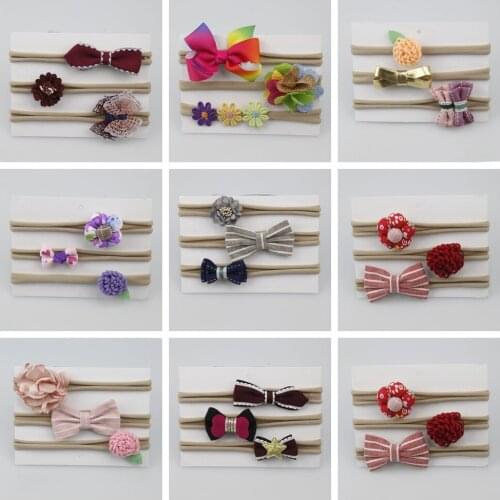 3Pcs/Set Bows Baby Nylon Headdress Elastic Girls Headbands Newborn Headwear Baby Hair Accessories Photography Props
