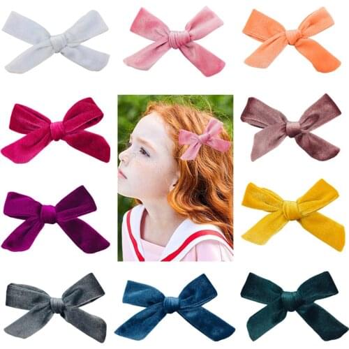 30pcs/30paris Handmade Velvet Bows With Clip Or Wihout Clips For Baby Girls Boutique Hair Grip DIY Hair Acesssories