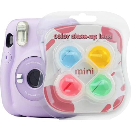 4pcs/Set Colorful Filters Magic Color Close Up Instax Lens for Fujifilm Instax Mini 11 Instant Camera Green Blue Pink Yellow