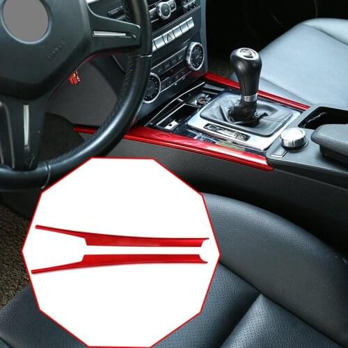 ABS Car Center Control Gear Shift Decoration Strips Trim For Mercedes benz C Class W204 C180 C200 2007-2013 Accessories 2 Pcs