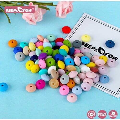 Keep&Grow 500pcs 12MM Silicone Beads BPA Free Baby Teethers Food Grade Lentil Abacus Beads DIY Baby Pacifier Chain Holder