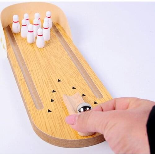 Wooden Toys for Kids Educational Children Early Learning Wood Toys Intelligence Developmental Mini Bowling Desktop Game