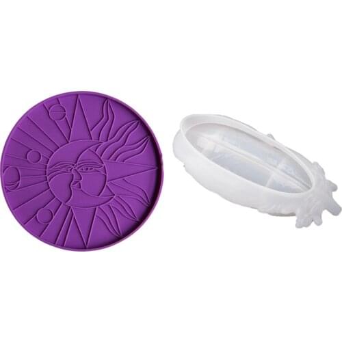 2PCS Resin Tray Mold - Resin Easy Silicone Molds With Crescent Moon And Sun Coaster Resin Mold