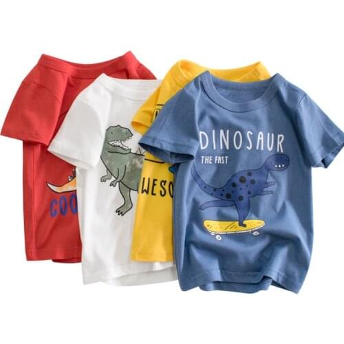 Dinosaur t shirt for boy Summer 2021 Fashion Baby Boy t shirt Cotton Children t-shirt Short Sleeve Kids Toddler Clothing 2-8Year