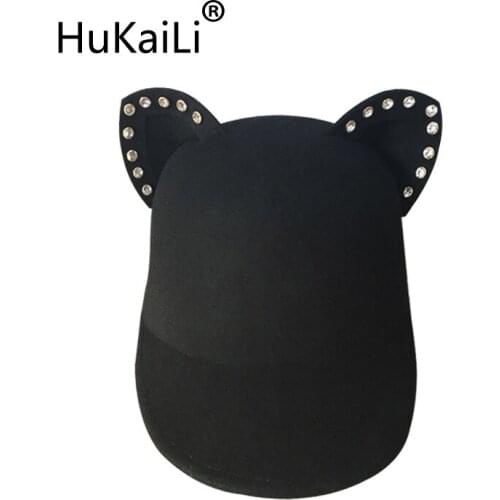 Han edition of the new cute cat ear cloth equestrian cap baseball hat rivet toward men and women