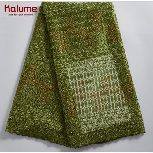 Kalume African Lace Fabric 2021 Beautiful French Lace Fabric Mesh Nigerian Lace Fabric With Stone For Women Wedding Party H2329