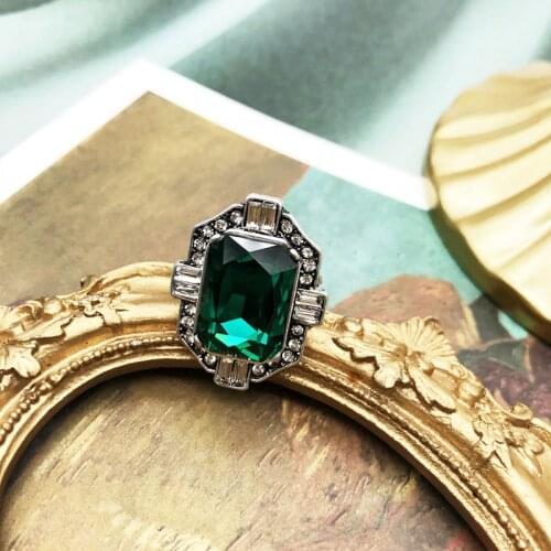 Rhinestone Finger Rings Blue Green Stone Party Decoration Accessories Wedding Party Jewelry