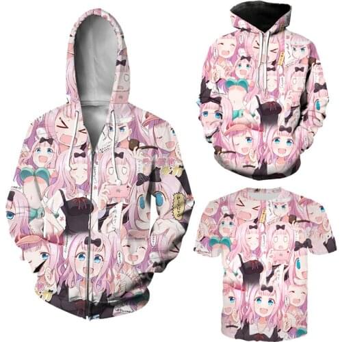 Costume Kaguya-sama: Love Is War Fujiwara Chika Cosplay Hoodies Man and Woman T-shirt Hooded Zipper Jackets