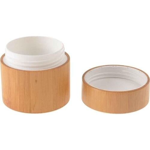 Natural Bamboo Refillable Bottle Cosmetics Jar Box Makeup Cream Storage Pot Container Portable Round Bottle Dropshipping