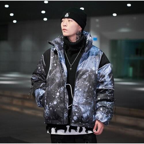 Men Parkas 2020 New Winter Coat Casual Loose Camouflage Printing Reflective Strip Thickened Cotton Padded Man