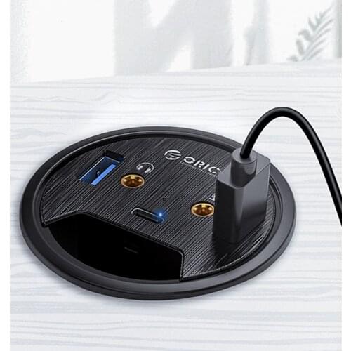 ORICO Desktop Grommet USB 3.0 HUB With Headphone Microphone Port Type C HUB OTG Adapter Desk Mount Adapter Splitter