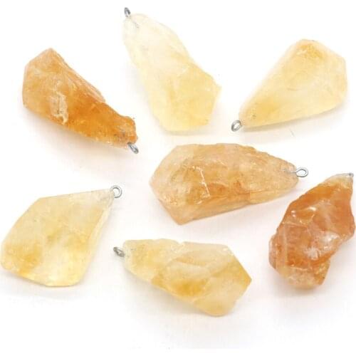Natural Stone Irregular Shape Citrin Pendants for Jewelry Making DIY Necklace Size 20x45-35x50mm