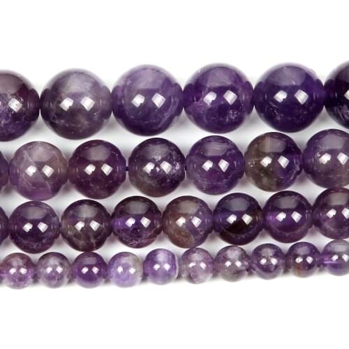 New 4-12mm Natural Stone Beads Smooth Round Amethysts Agates Loose Beads For Jewelry Making DIY Charm Bracelet Necklace Handmade