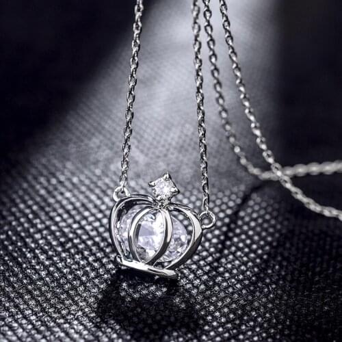 AAA Quality Italina Charms Clavicle Chain Jewelry Micro Mosaic Top CZ Crystals Crown Pendant Necklace for Women