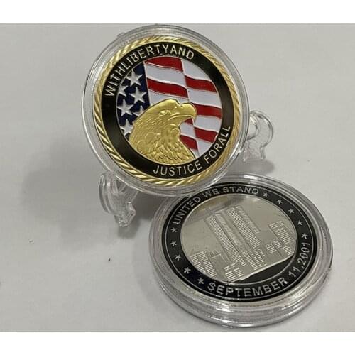 Gold plated or Silver plated Commemorative Medallion coins for the World Trade Center building of September 11, USA