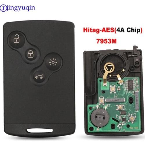 Jingyuqin 4B Passive Keyless Go / Entry Remote Car Key Smart System For Renault Clio IV Captur 433MHz PCF7953M Hitag-AES 4AChip