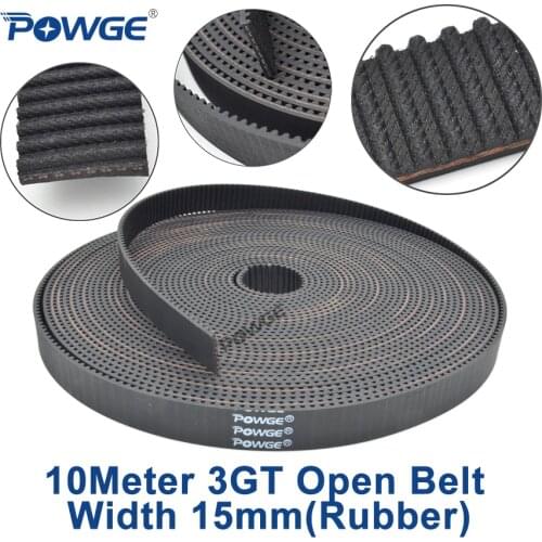 POWGE 10meters GT 3MGT 3GT Open Synchronous Timing belt 3GT 15 Width 15mm 3GT-15 Rubber 3KC GT3 pulley Small Backlash 3D printer
