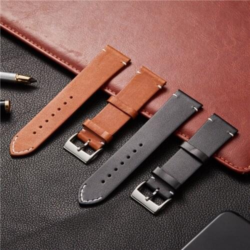 2020 New Quick Release Calfskin Soft Leather Watch Strap Matte Ultra-thin Watchband 16 18 20 22 24mm Bracelet for Smart Watch