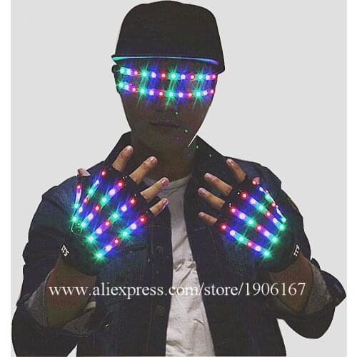 RGB Led Luminous Stage Perofrmance Glasses Gloves Led Lighting Illuminated Dancer DS DJ Party Halloween Christmas Led Props