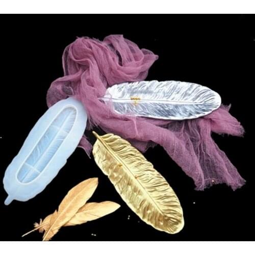 Big Feather Shaped Plate Dish Resin Silicone Mold for Trinket Home Decoration To Make Crafts with Epoxy