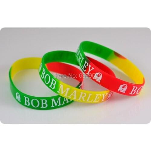 10x BOB MARLEY Jamaica Rasta Reggae Punk Hiphop Silicone Bracelet red yellow green wristband Fashion jewelry