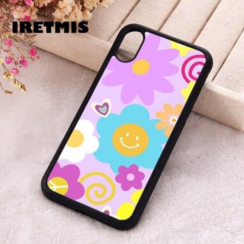 Iretmis 5 5S SE 2020 Phone Cover Case for iPhone 6 6S 7 8 Plus X Xs XR 11 12 Mini Pro Max Silicone TPU Aesthetic happy flowers
