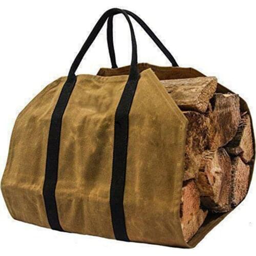 Firewood Carrier Log Carrying Bag Wood Carrier For Fireplace 16oz Waxed Canvas