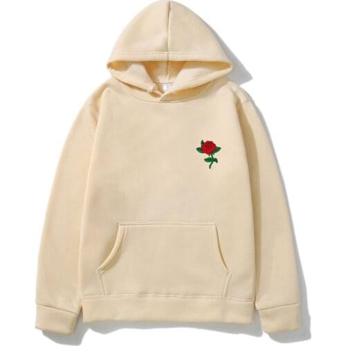 Harajuku Hoodie Sweatshirt Men Fashion Streetwear Rose flower Print Hoodies Tops Pullover mens hoody Hooded Sweatshirt clothes