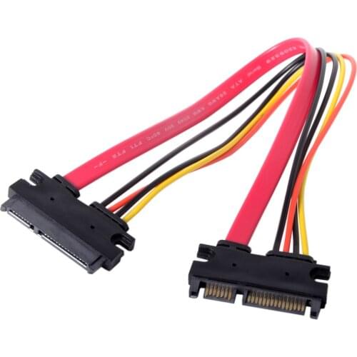 Chenyang Female to SATA III 3.0 7+15 22 Pin SATA Male Data Power Extension Cable 30cm