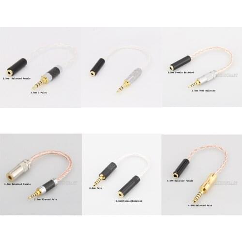 High Quality 3.5mm 3 Pole Headphone Plug to 2.5mm Balanced Female Aux Cable Hifi Audio Jack Cable