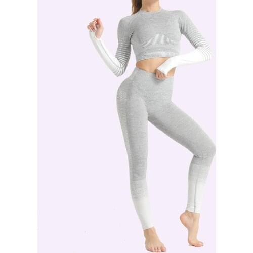 Women Fitness set gym clothing Female Sport fitness suit Running Clothes long sleeve top + leggings women Seamless workout suit
