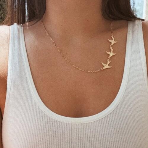 COWBREAD Vintage Women Necklace Tree Swallow Choker Simple Necklace Temperament Wild Clavicle Chain Neck Fashion Jewelry