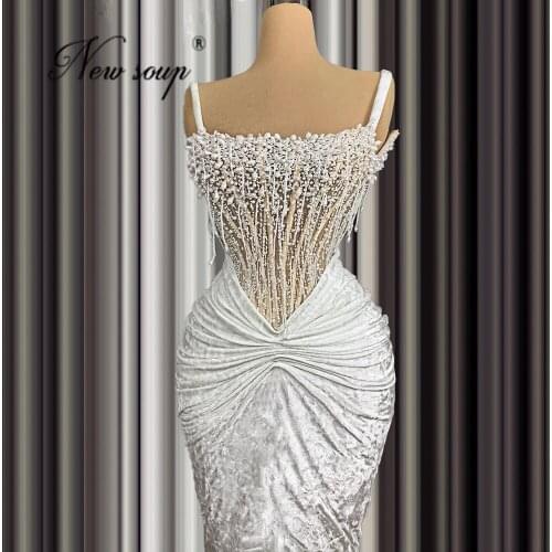 Elegant White Beaded Party Prom Dresses Saudi Arabia Celebrity Evening Gowns 2021 Vestidos De Festa Dubai Red Carpet Dress New