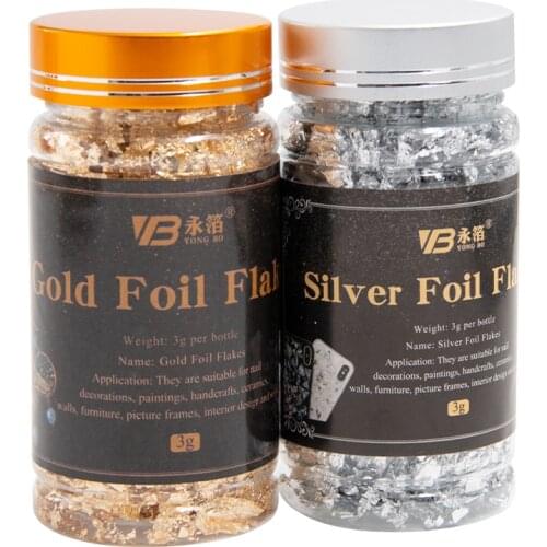3g Gold Leaf Flakes Gold&Silver Foil Sheets Gilding for Home Decoration Art Crafts Nail Gilded Christmas Glitter Fragments Paper