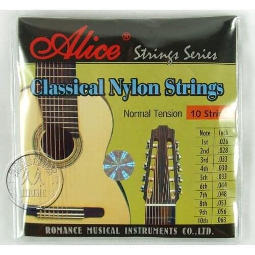 10 String Classical Guitar Strings Clear Nylon Nylon Core Coated Copper Alloy Wound ,Free 10 Picks