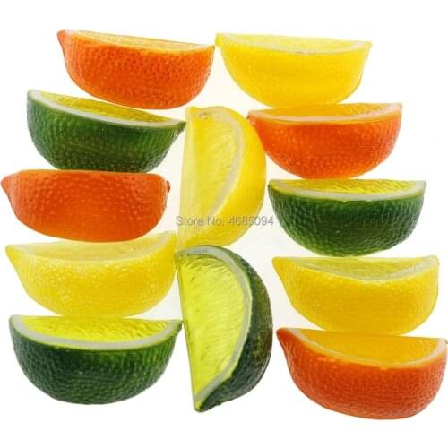 Gresorth 12 PCS Artificial Lemon Slice Fake Fruits Lime Quarter Home Table Cabinet Decoration